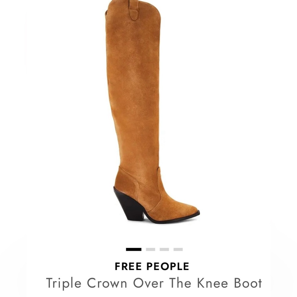 Free People Triple Crown Over-the-Knee Boots in Tan Suede